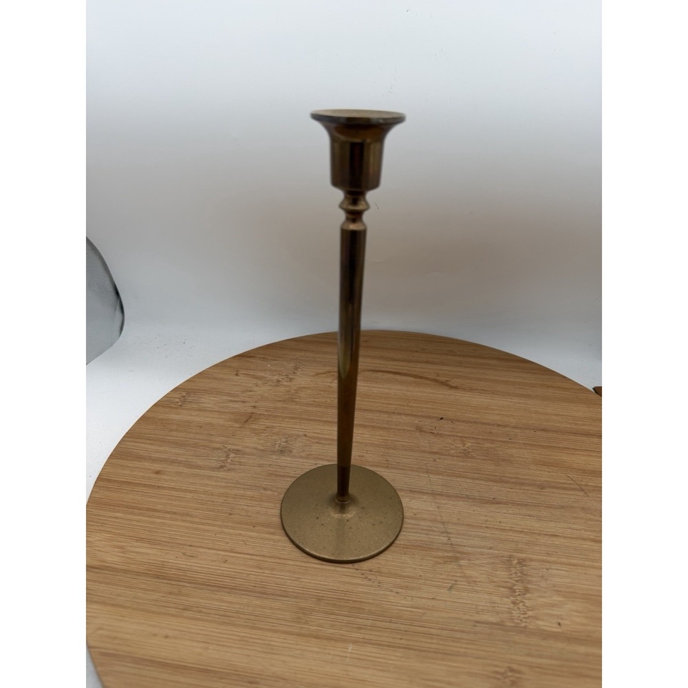 Vintage Solid Brass‎ Slim  Candlestick Holder 10" Heavy